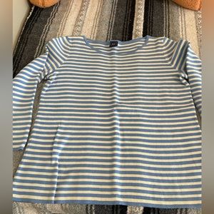Blue and white striped sweater